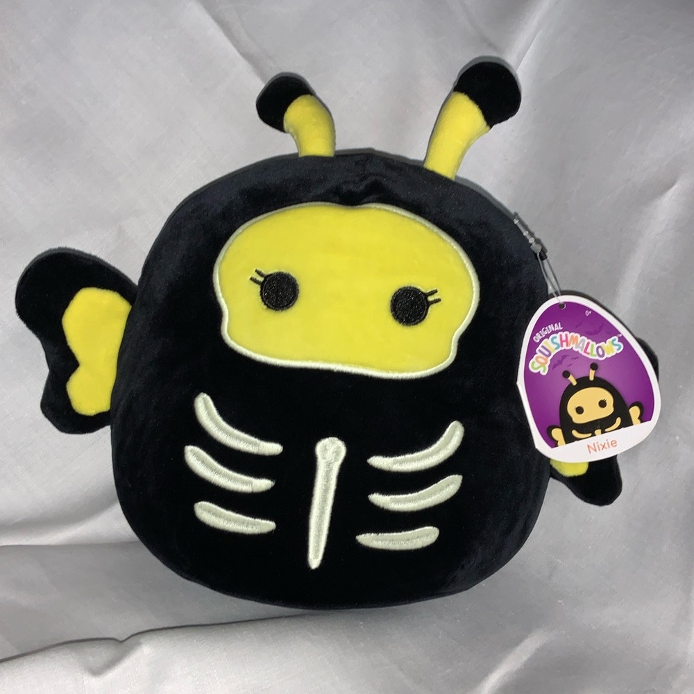 Squishmallows Skeleton Nixie 8” Black and Yellow Butterfly Plush NWT Halloween